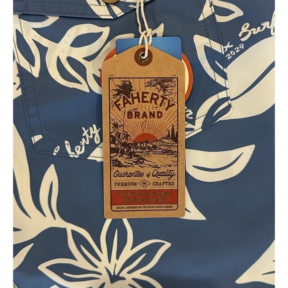 Faherty Men's Surfrider Sunwashed 7" Boardshort - Sky Floral, Size 32, New - Picture 4 of 8